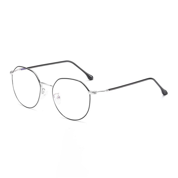 Hotony Unisex Full Rim Polygonal Alloy Frame Eyeglasses 1905 Full Rim Hotony black silver