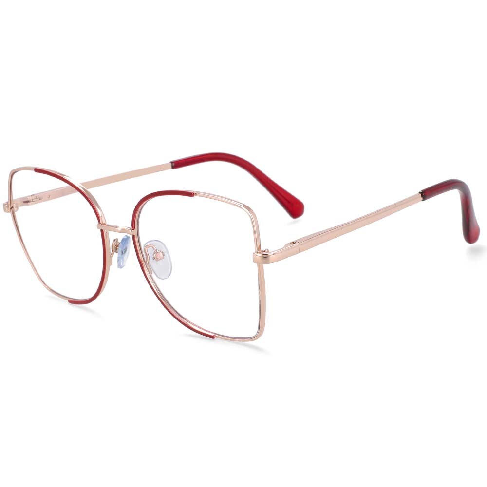 CCspace Unisex Semi Rim Square Alloy Frame Eyeglasses 54079 Semi Rim CCspace China Red