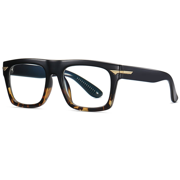 CCspace Unisex Full Rim Square Tr 90 Titanium Frame Eyeglasses 49362 Full Rim CCspace C264-P81Leopard