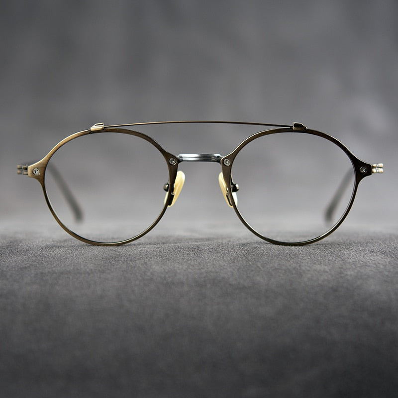 Gatenac Unisex Full Rim Round Double Bridge Titanium Frame Eyeglasses Gxyj340 Full Rim Gatenac
