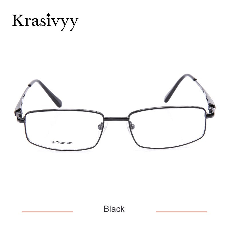 Krasivyy Unisex Full Rim Square Titanium Eyeglasses Kr4755 Full Rim Krasivyy Black