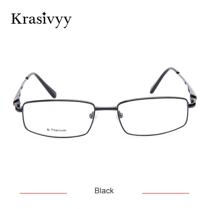 Krasivyy Unisex Full Rim Square Titanium Eyeglasses Kr4755 Full Rim Krasivyy Black