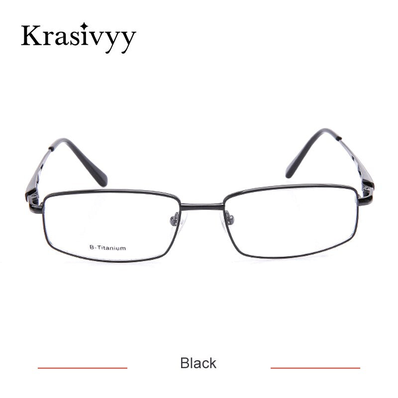 Krasivyy Unisex Full Rim Square Titanium Eyeglasses Kr4755 Full Rim Krasivyy Black  