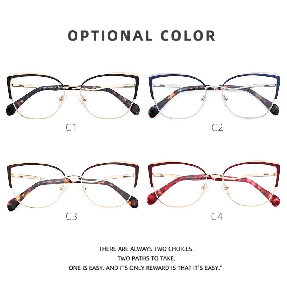 Laoyehui Women's Eyeglasses Cat Eye Alloy Reading Glasses Ch8353 Reading Glasses Laoyehui