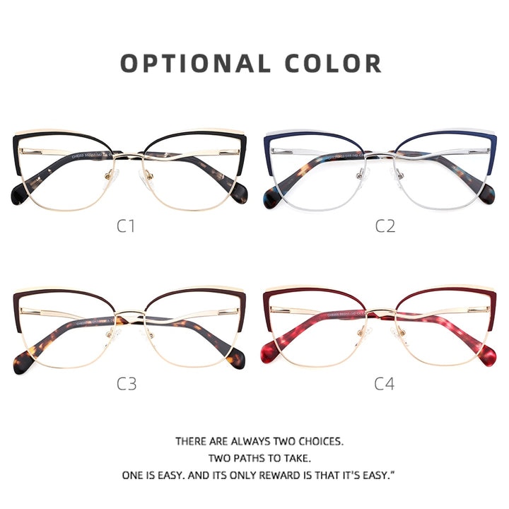 Laoyehui Women's Eyeglasses Cat Eye Alloy Reading Glasses Ch8353 Reading Glasses Laoyehui