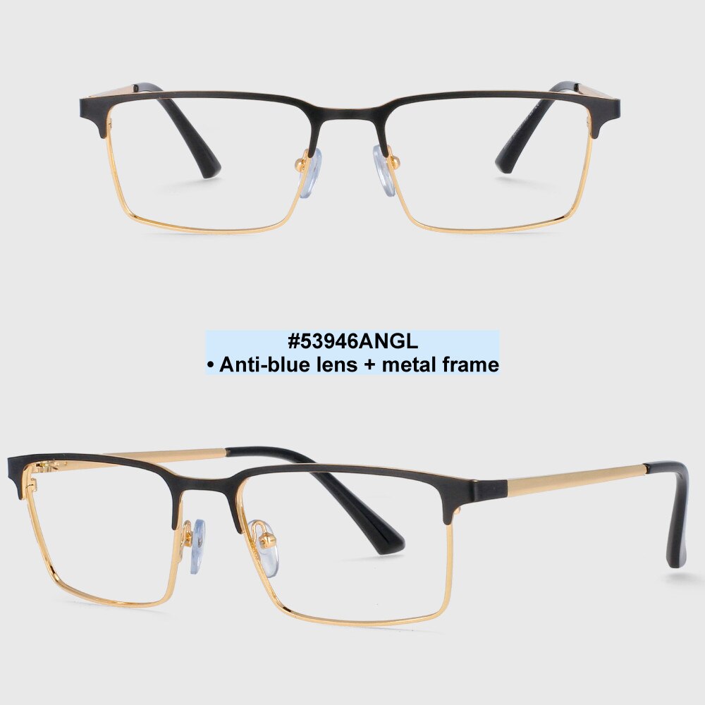 CCspace Men's Full Rim Square Alloy Frame Eyeglasses 53946 Full Rim CCspace Gold