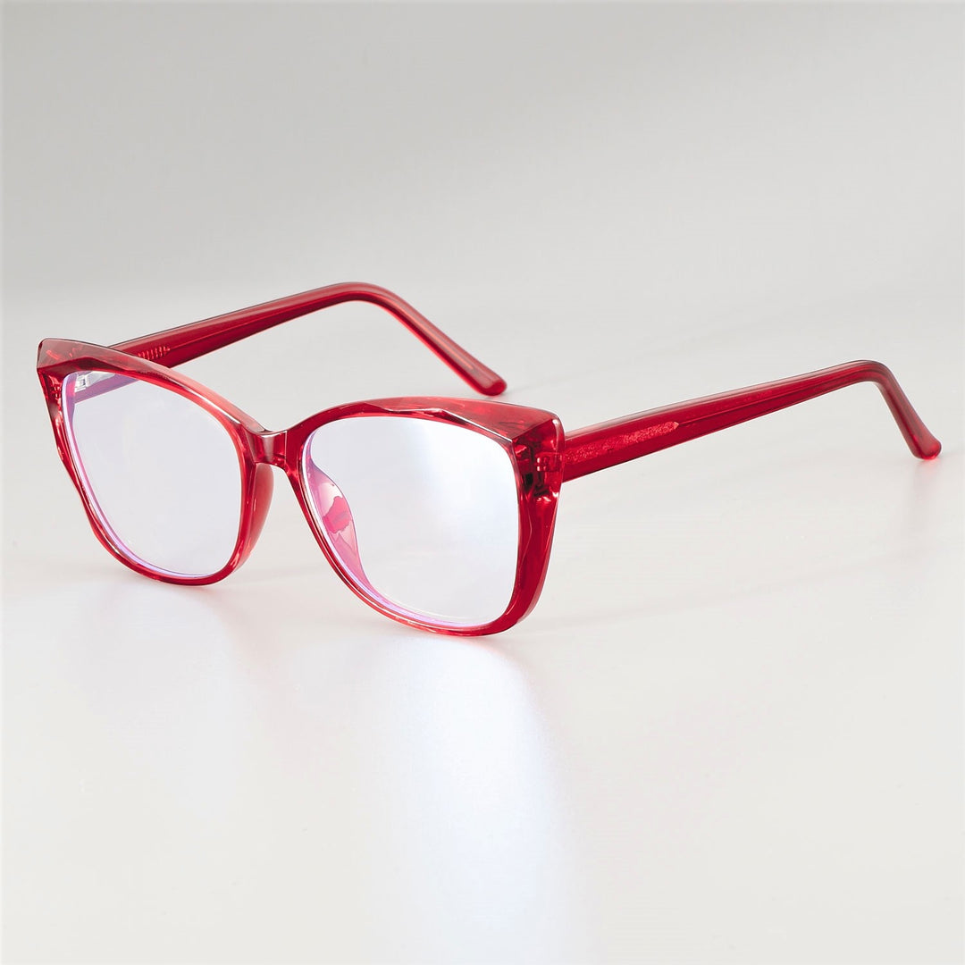 CCspace Unisex Full Rim Square Cat Eye Tr 90 Titanium Frame Eyeglasses 51014 Full Rim CCspace red