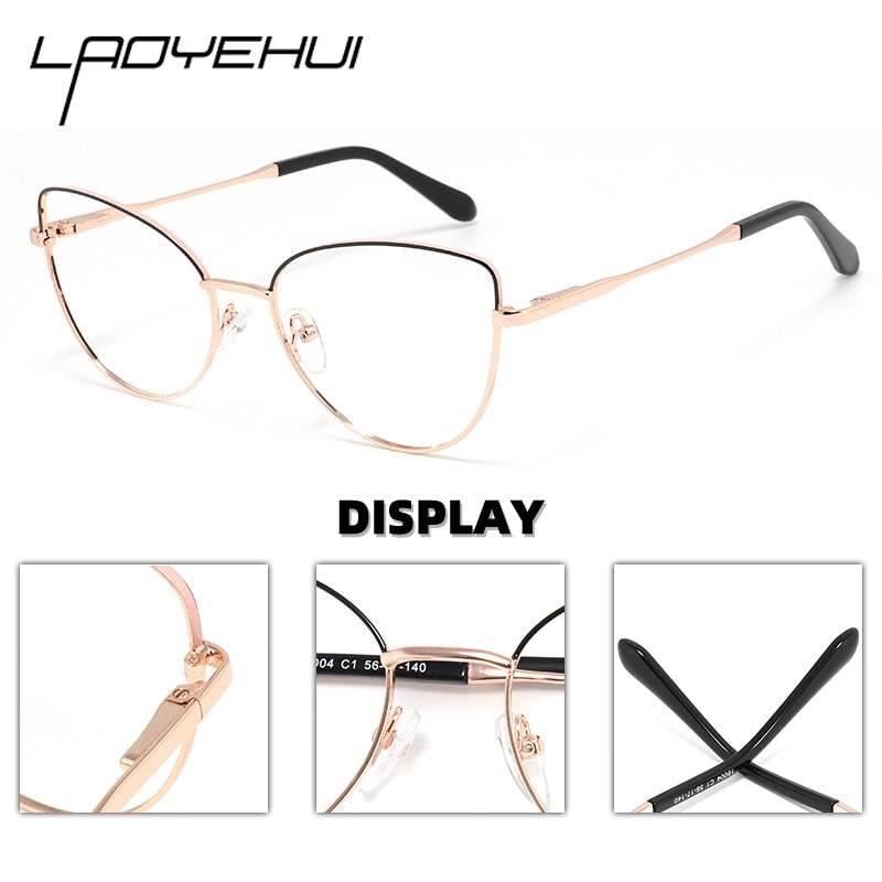 Laoyehui Women's Eyeglasses Cat Eye Alloy Frame 18004 Full Rim Laoyehui