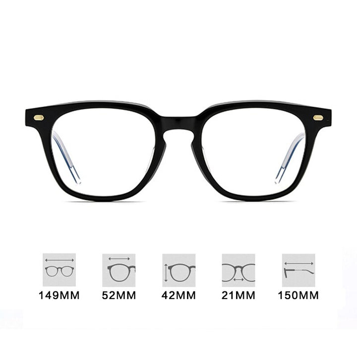 Gatenac Full Rim Square Acetate Frame Eyeglasses Gxyj645 Full Rim Gatenac KUB Black