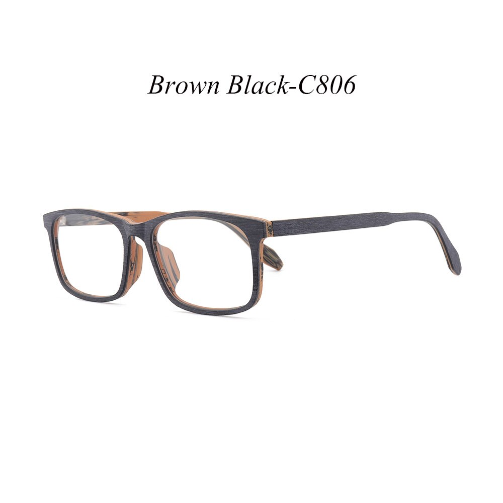 Hdcrafter Unisex Full Rim Oversized Square Wood Frame Eyeglasses 1691 Full Rim Hdcrafter Eyeglasses C806