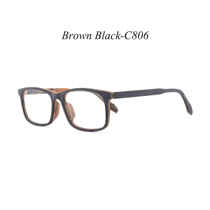Hdcrafter Unisex Full Rim Oversized Square Wood Frame Eyeglasses 1691 Full Rim Hdcrafter Eyeglasses C806