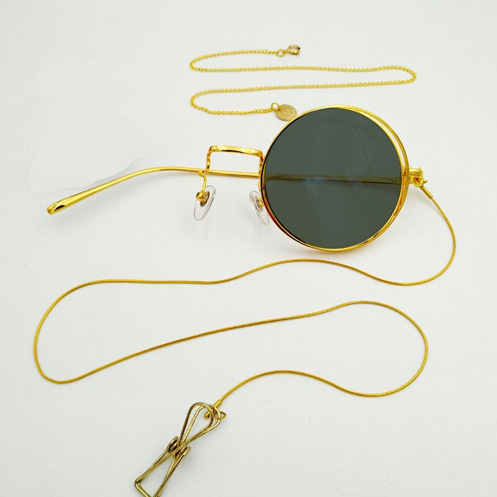 Yujo Unisex Full Rim Round Alloy Cosplay Lolita Style Monocle 2359 Monocle Yujo Golden left eye 2 China