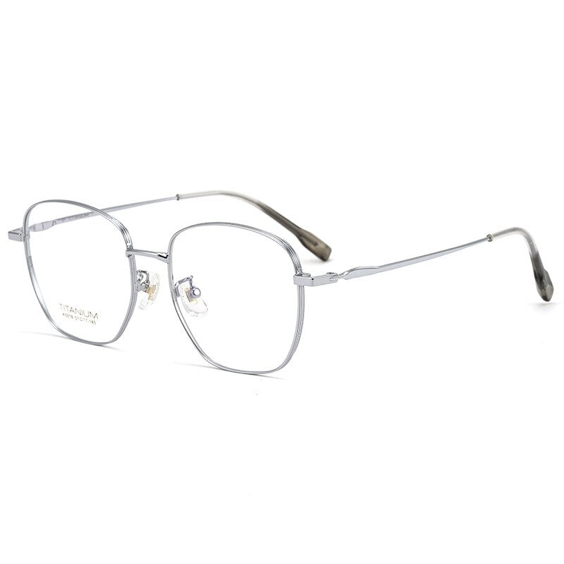 Yimaruili Unisex Full Rim Square Titanium Frame Eyeglasses 02K5016 Full Rim Yimaruili Eyeglasses Silver