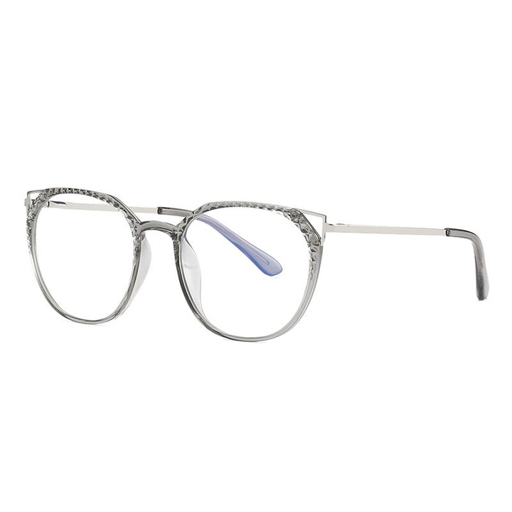 Hotochki Women's Full Rim Round TR-90 Resin Alloy Frame Eyeglasses 2054 Full Rim Hotochki gray
