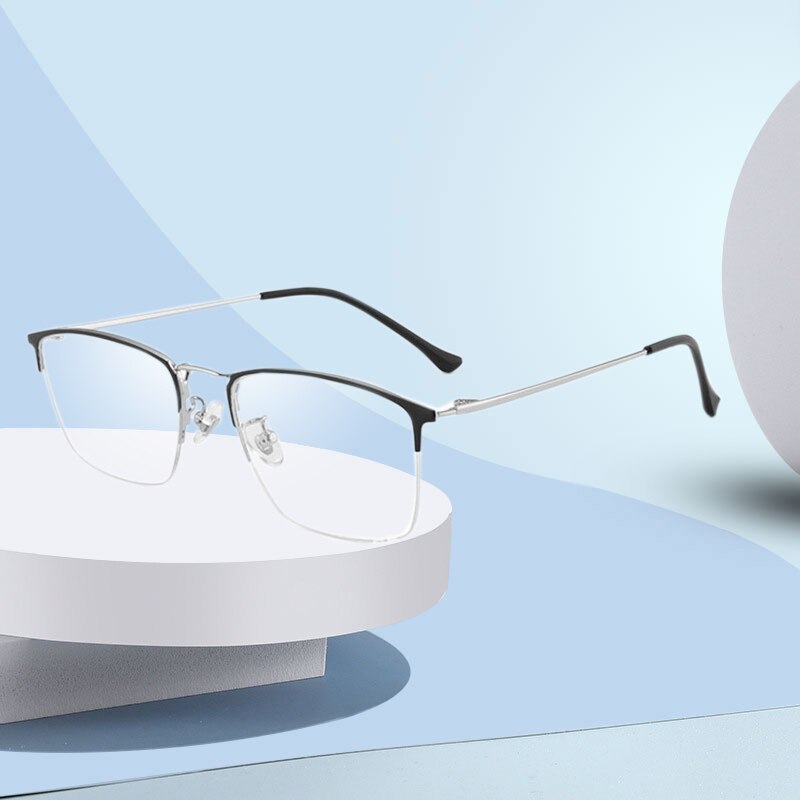 Handoer Unisex Semi Rim Square Titanium Eyeglasses 8017 Semi Rim Handoer