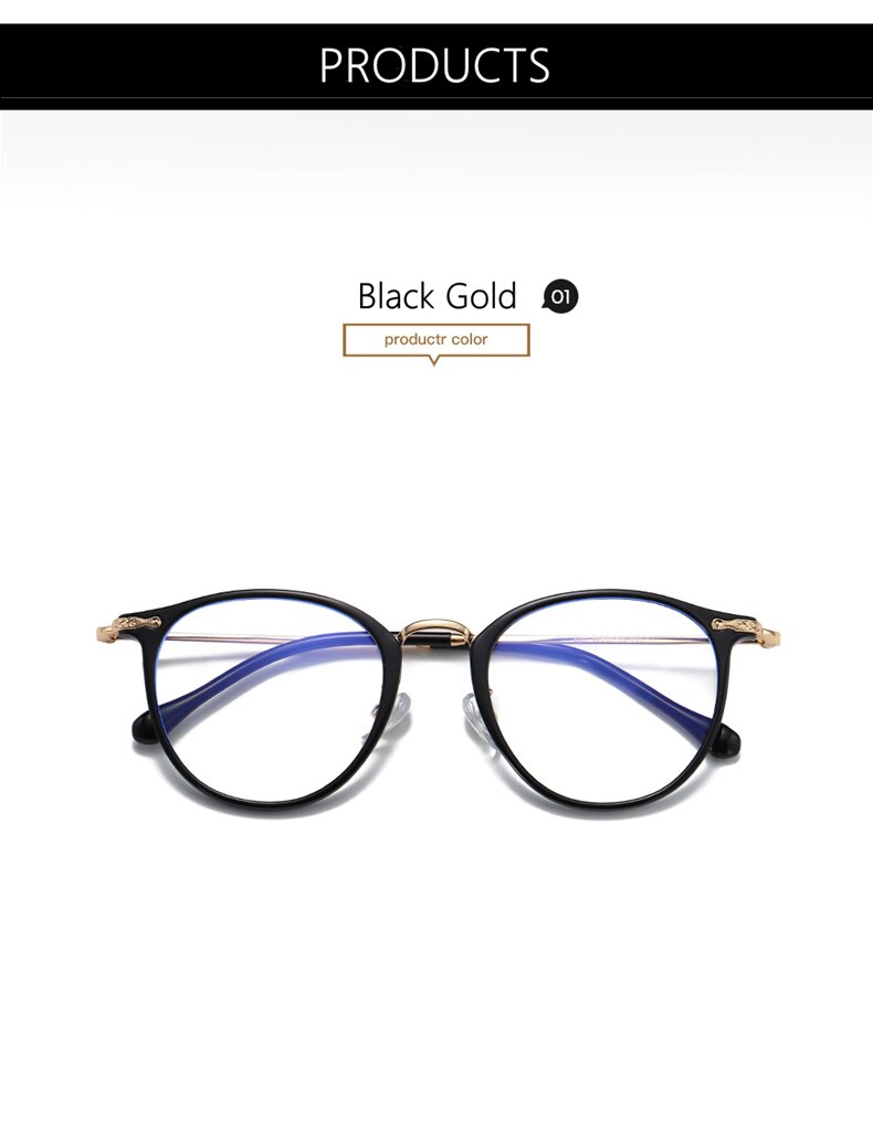 Yimaruili Women's Full Rim Round Resin Metal Frame Eyeglasses 8303 Full Rim Yimaruili Eyeglasses