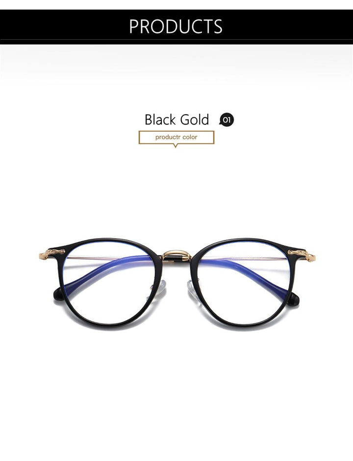 Yimaruili Women's Full Rim Round Resin Metal Frame Eyeglasses 8303 Full Rim Yimaruili Eyeglasses