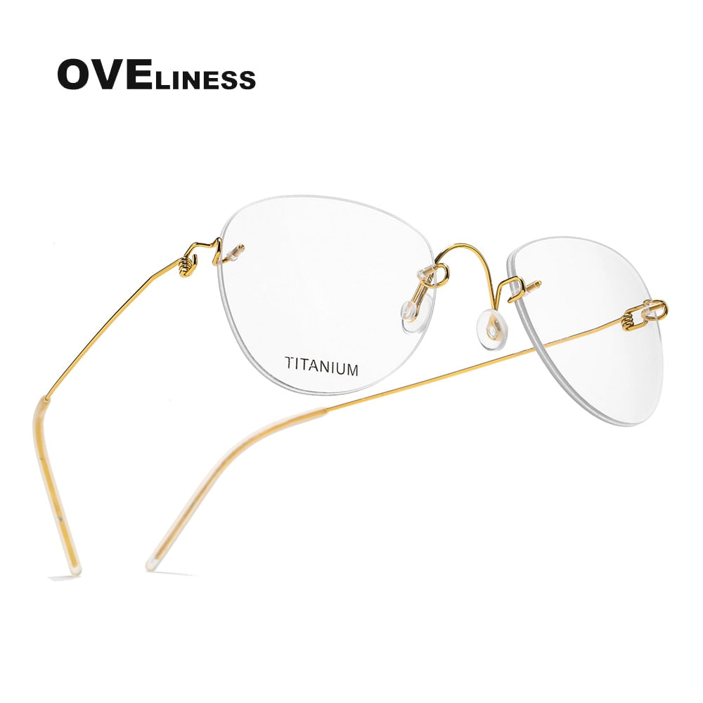 Oveliness Unisex Rimless Round Square Screwless Titanium Eyeglasses 9892 Rimless Oveliness