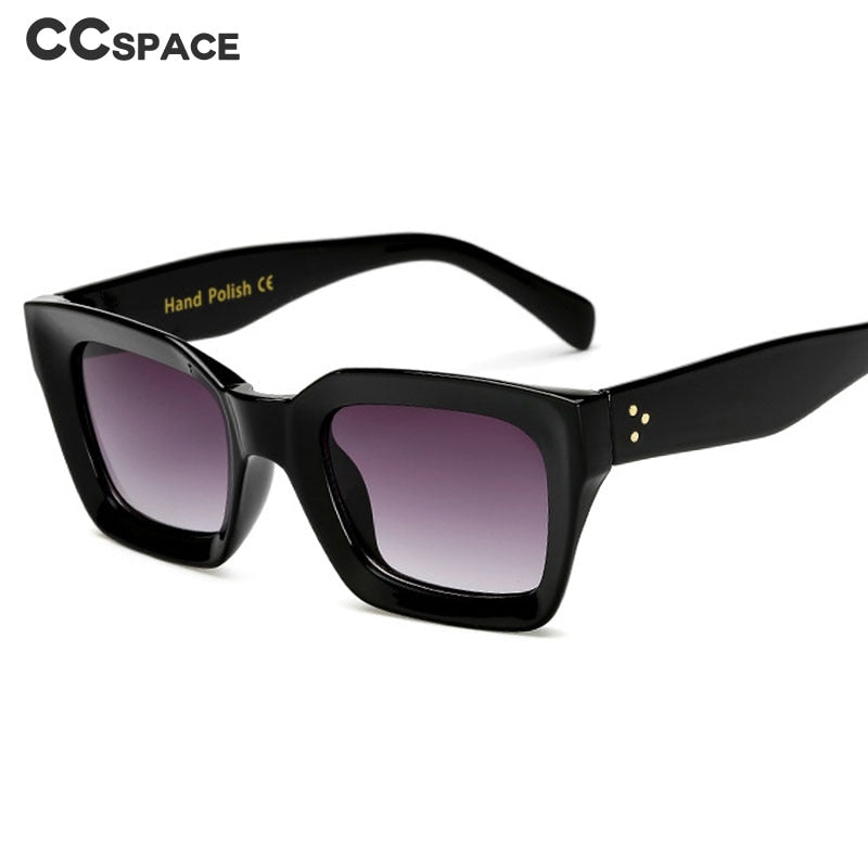 CCspace Unisex Full Rim Square Cat Eye Resin Rivet Frame Eyeglasses 47105 Full Rim CCspace black gray
