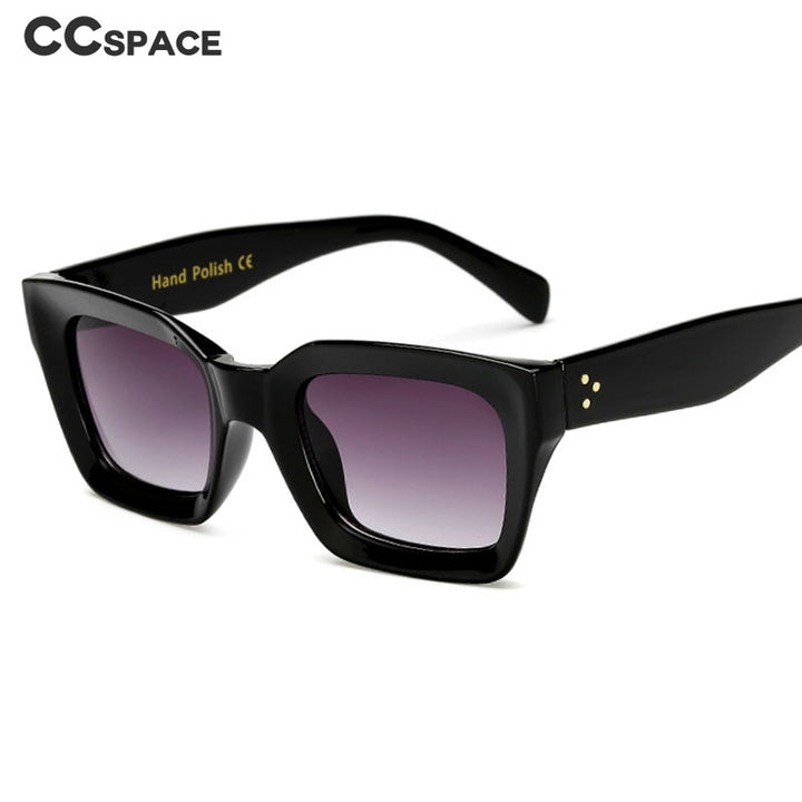 CCspace Unisex Full Rim Square Cat Eye Resin Rivet Frame Eyeglasses 47105 Full Rim CCspace black gray