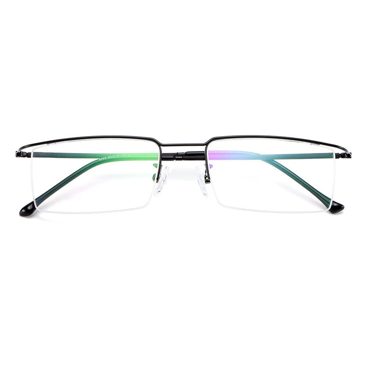 Gmei Men's Semi Rim Square Titanium Alloy Eyeglasses Y2533 Semi Rim Gmei Optical