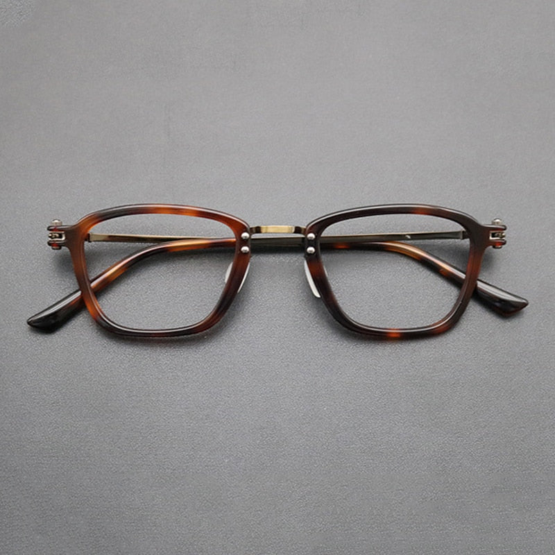 Gatenac Unisex Full Rim Square Titanium Acetate Frame Eyeglasses Gxyj694 Full Rim Gatenac Tortoise