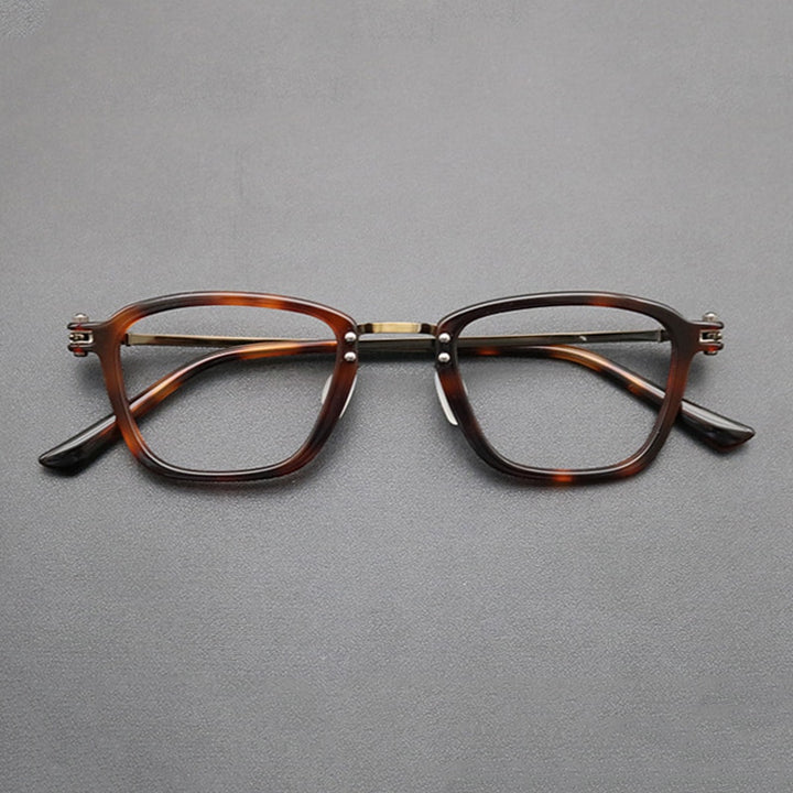 Gatenac Unisex Full Rim Square Titanium Acetate Frame Eyeglasses Gxyj694 Full Rim Gatenac Tortoise