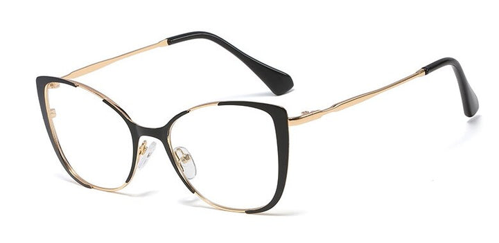 CCspace Unisex Semi Rim Cat Eye Alloy Frame Eyeglasses 45955 Semi Rim CCspace C5 black