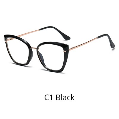 Ralferty Women's Eyeglasses Cat Eye TR90 Anti Blue Light D605 Full Rim Ralferty C1 Black