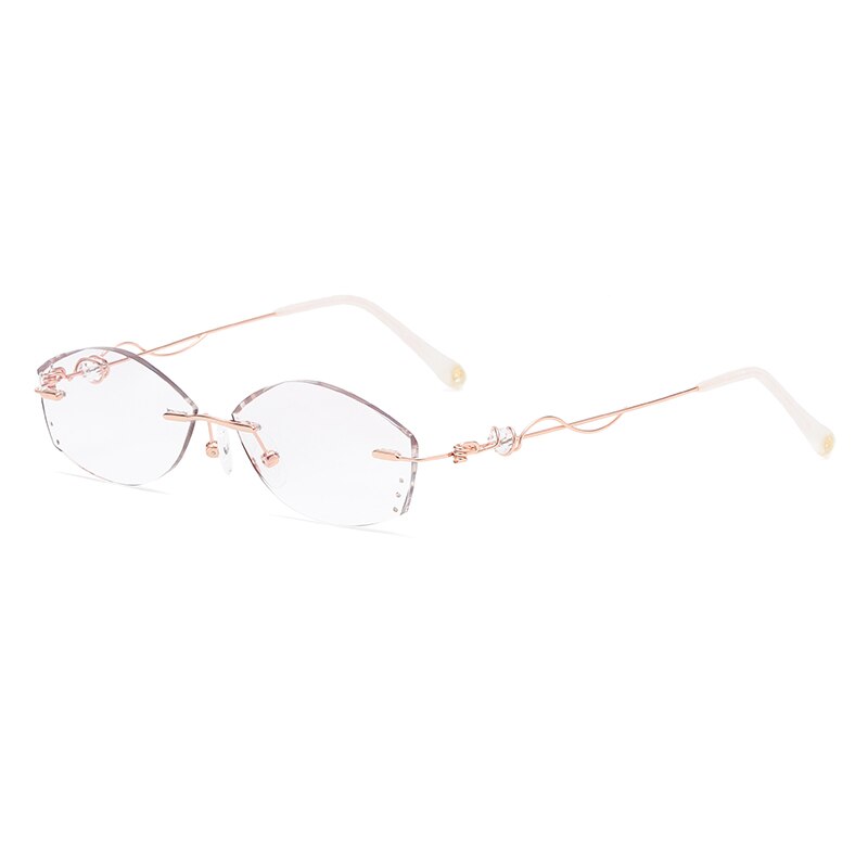 Women's Eyeglasses 88001 Alloy Rimless Diamond Cutting Rimless Zirosat   