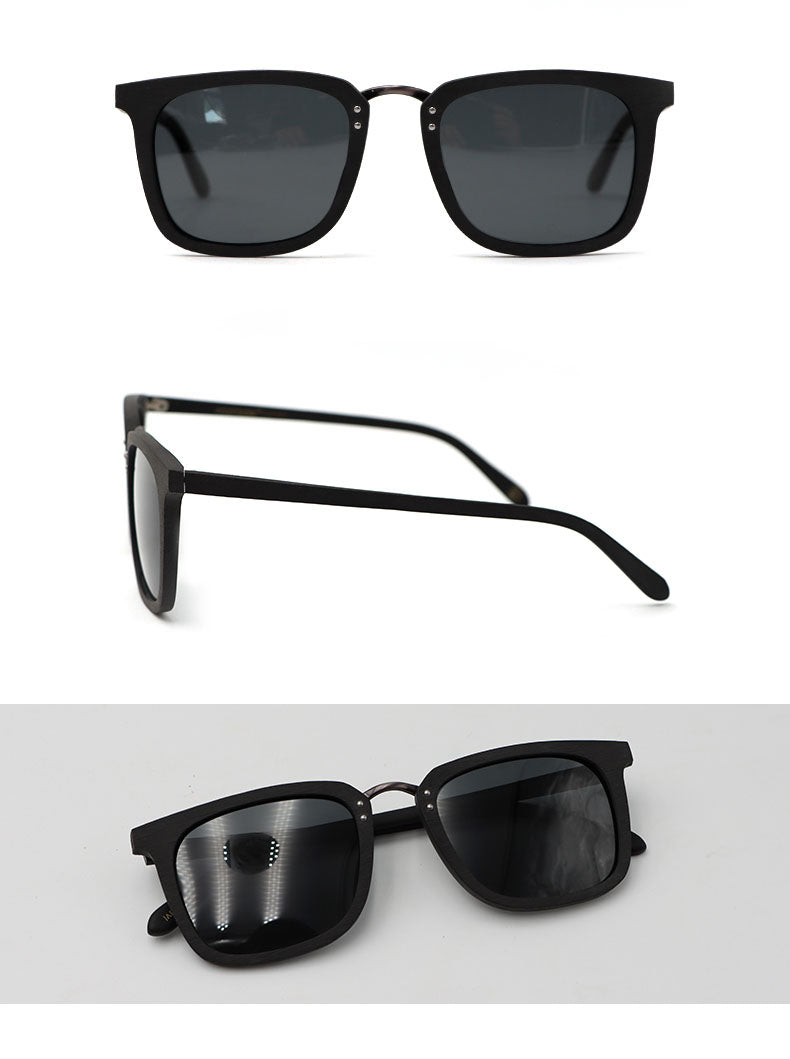 Hdcrafter Men's Full Rim Square Frame Polarized Wood Sunglasses Ps70851 Sunglasses HdCrafter Sunglasses
