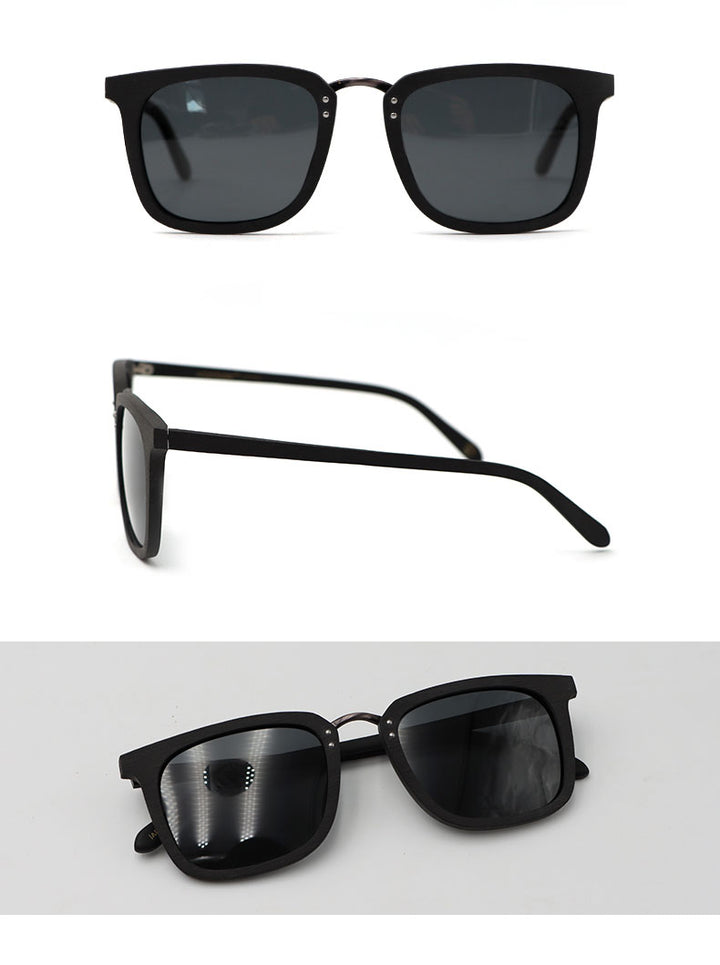 Hdcrafter Men's Full Rim Square Frame Polarized Wood Sunglasses Ps70851 Sunglasses HdCrafter Sunglasses