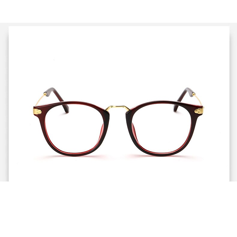 Oveliness Unisex Full Rim Round Tr 90 Titanium Alloy Eyeglasses 5844 Full Rim Oveliness wine red