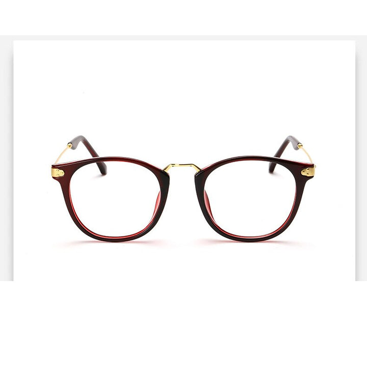 Oveliness Unisex Full Rim Round Tr 90 Titanium Alloy Eyeglasses 5844 Full Rim Oveliness wine red