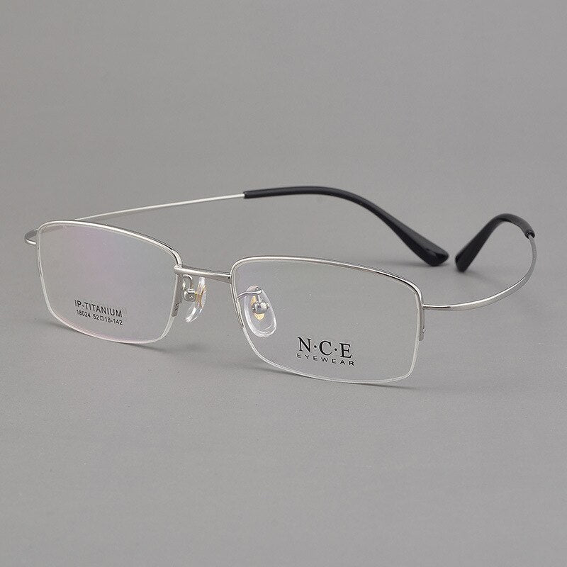 Men's Semi Rim Titanium Eyeglasses Sc18024 Semi Rim Bclear Silver