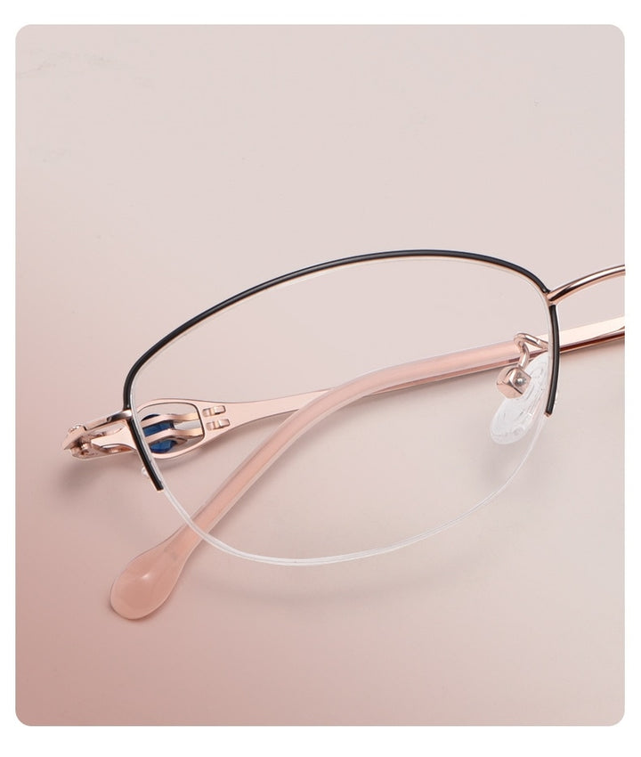 Yimaruili Women's Semi Rim Alloy Frame Eyeglasses 8020Z Semi Rim Yimaruili Eyeglasses