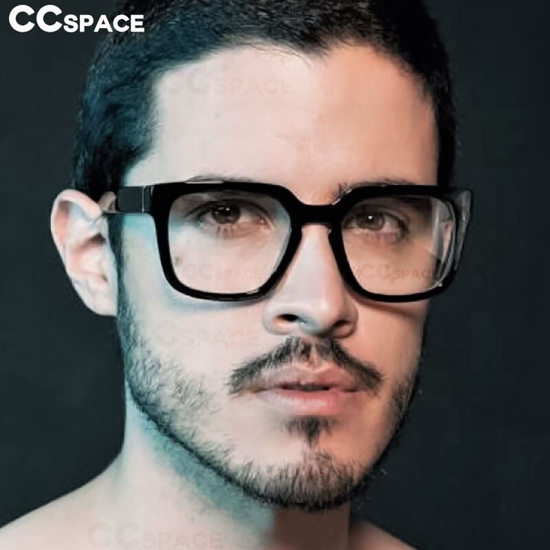 CCspace Unisex Full Rim Square Cat Eye Resin Rivet Frame Eyeglasses 47105 Full Rim CCspace