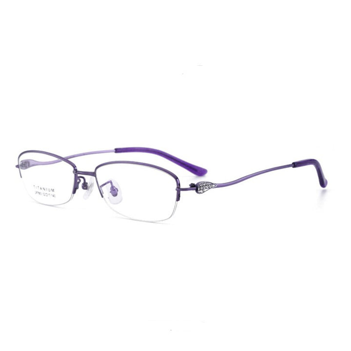 Women's Semi Rim IP Electronic Titanium Plated Frame Lr7883 Semi Rim Bclear purple