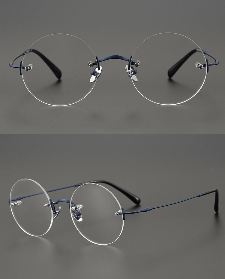 Gatenac Unisex Rimless Round Titanium Frame Eyeglasses Gxyj647 Rimless Gatenac