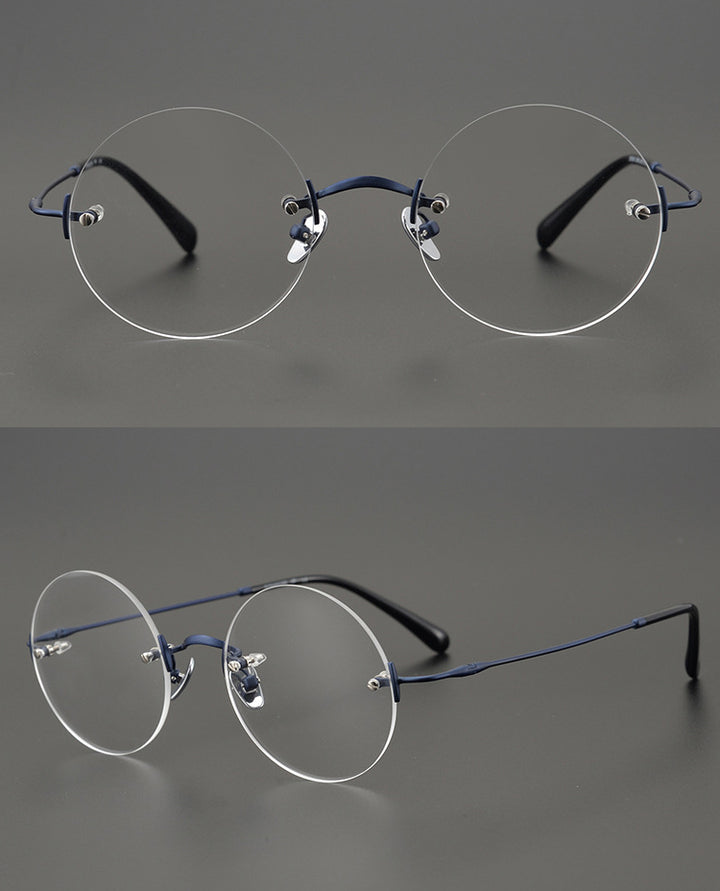 Gatenac Unisex Rimless Round Titanium Frame Eyeglasses Gxyj647 Rimless Gatenac