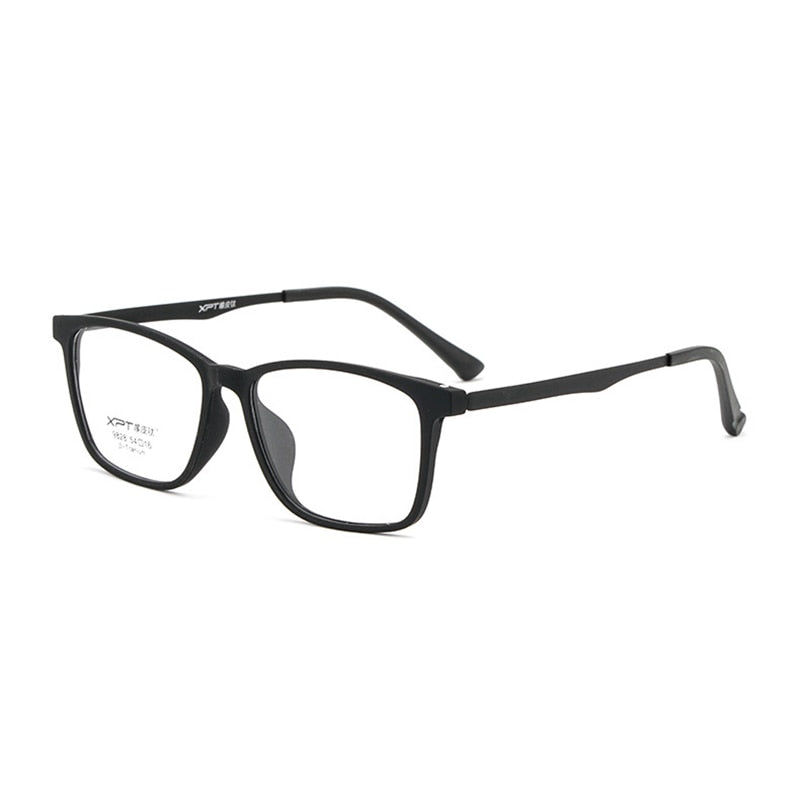Hotony Unisex Full Rim Square TR 90 Resin B Titanium Frame Eyeglasses 9828 Full Rim Hotony black