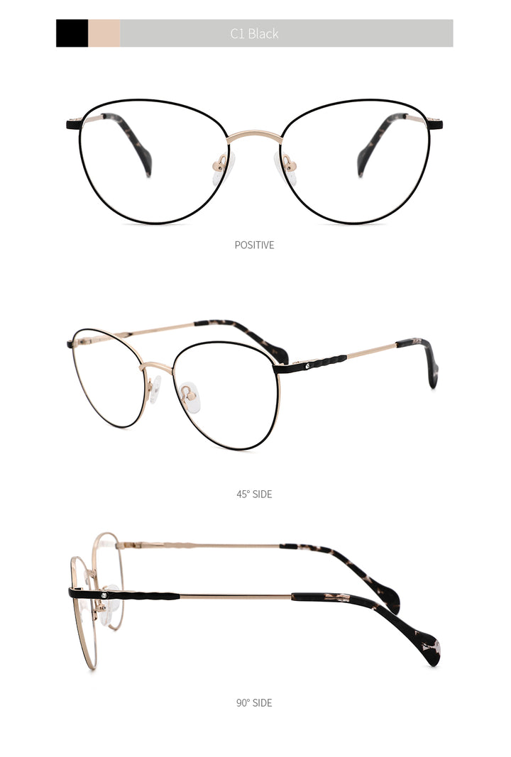 Kansept Women's Full Rim Round Stainless Steel Frame Eyeglasses 2329 Full Rim Kansept