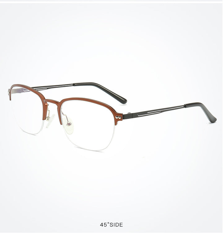 Hdcrafter Unisex Semi Rim Square Titanium Frame Eyeglasses 6097 Semi Rim Hdcrafter Eyeglasses