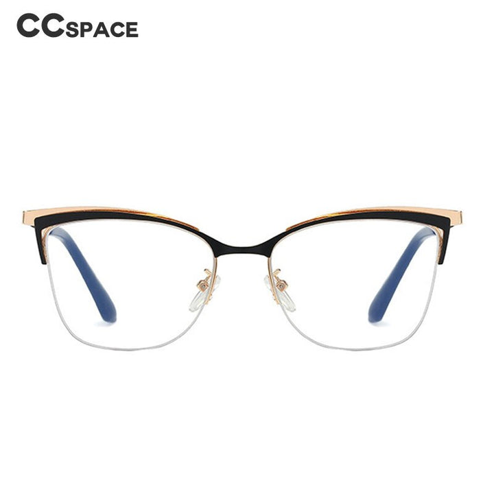 CCspace Women's Semi Rim Cat Eye Alloy Frame Eyeglasses 48282 Semi Rim CCspace