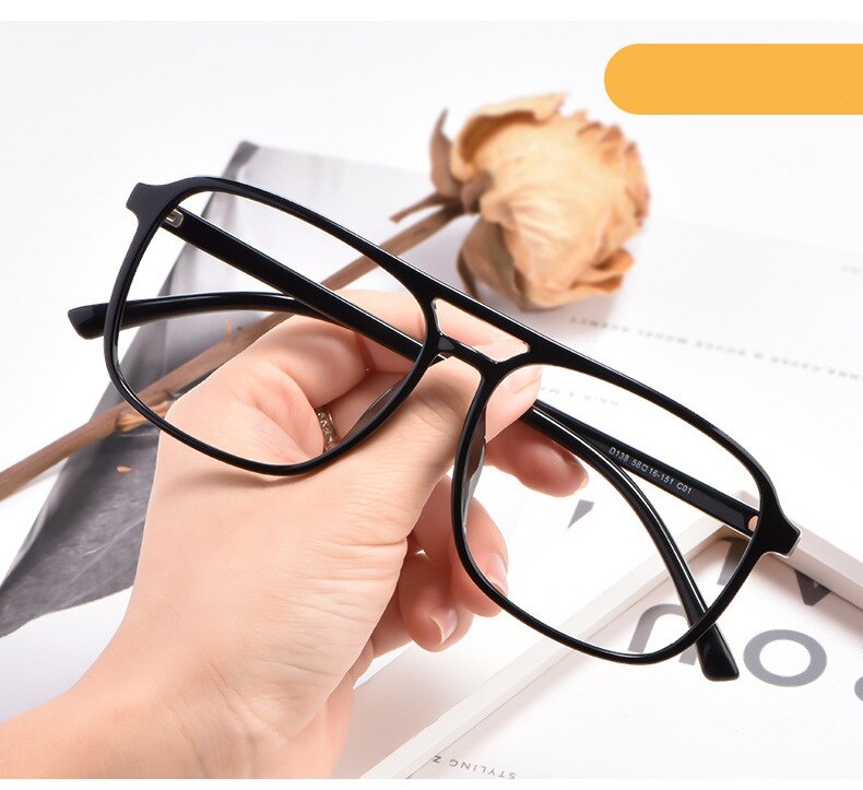 Yimaruili Unisex Full Rim TR 90 Resin Double Bridge Frame Eyeglasses D138 Full Rim Yimaruili Eyeglasses Brihgt Black