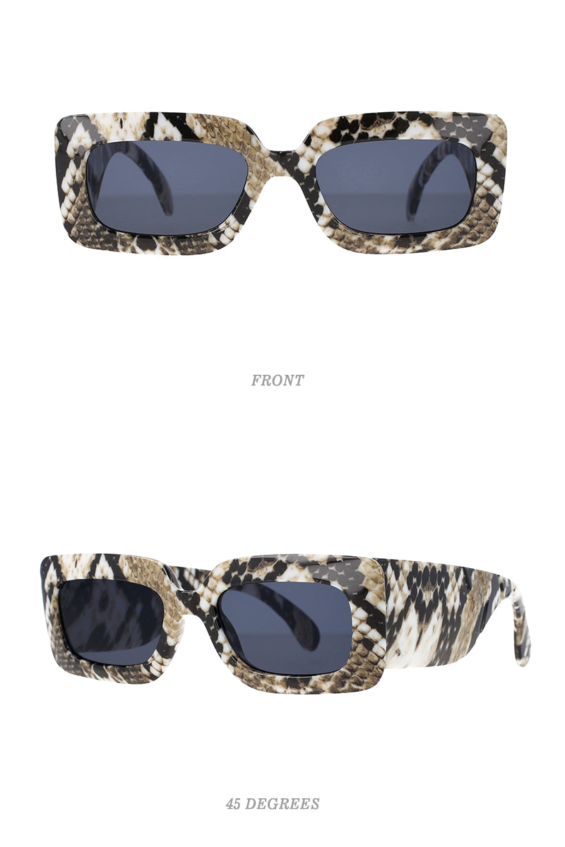 CCspace Women's Full Rim Rectangle Resin Snake Skin Python Frame Sunglasses 53026 Sunglasses CCspace Sunglasses