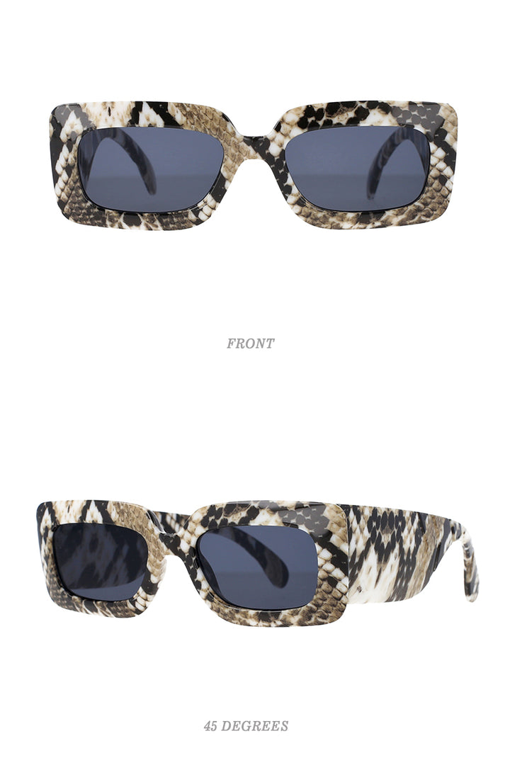 CCspace Women's Full Rim Rectangle Resin Snake Skin Python Frame Sunglasses 53026 Sunglasses CCspace Sunglasses