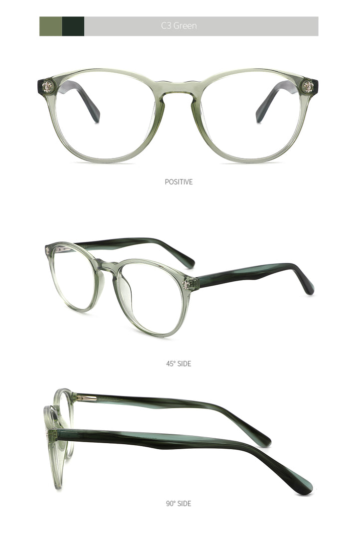 Kansept Women's Full Rim Round Injection Acetate Frame Eyeglasses Fg6003 Full Rim Kansept