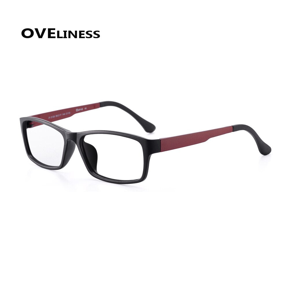 Oveliness Unisex Full Rim Square Tr 90 Titanium Eyeglasses 2126 Full Rim Oveliness black red