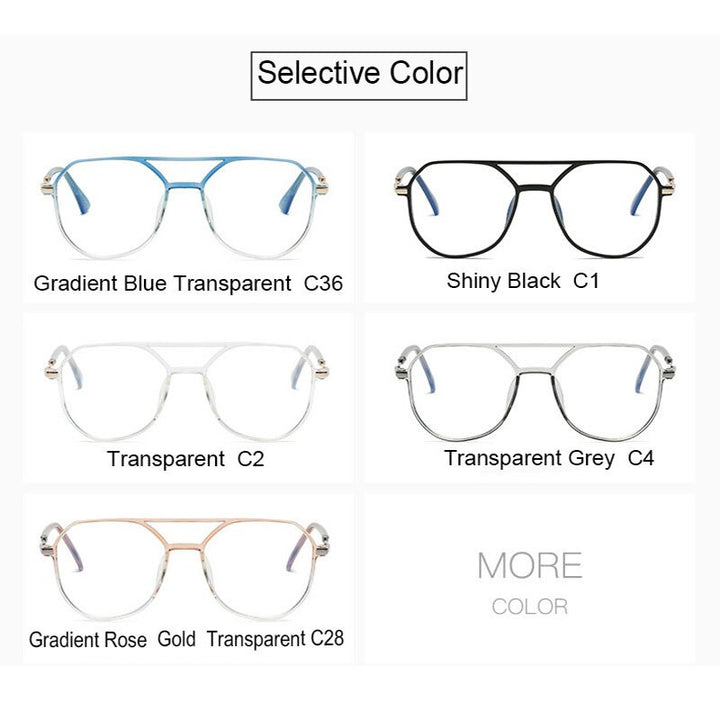 Hotony Unisex Full Rim Large Square Double Bridge Acetate Eyeglasses 30062 Full Rim Hotony